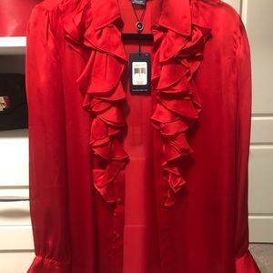 Ralph Lauren red silk blouse. New with tags❤️